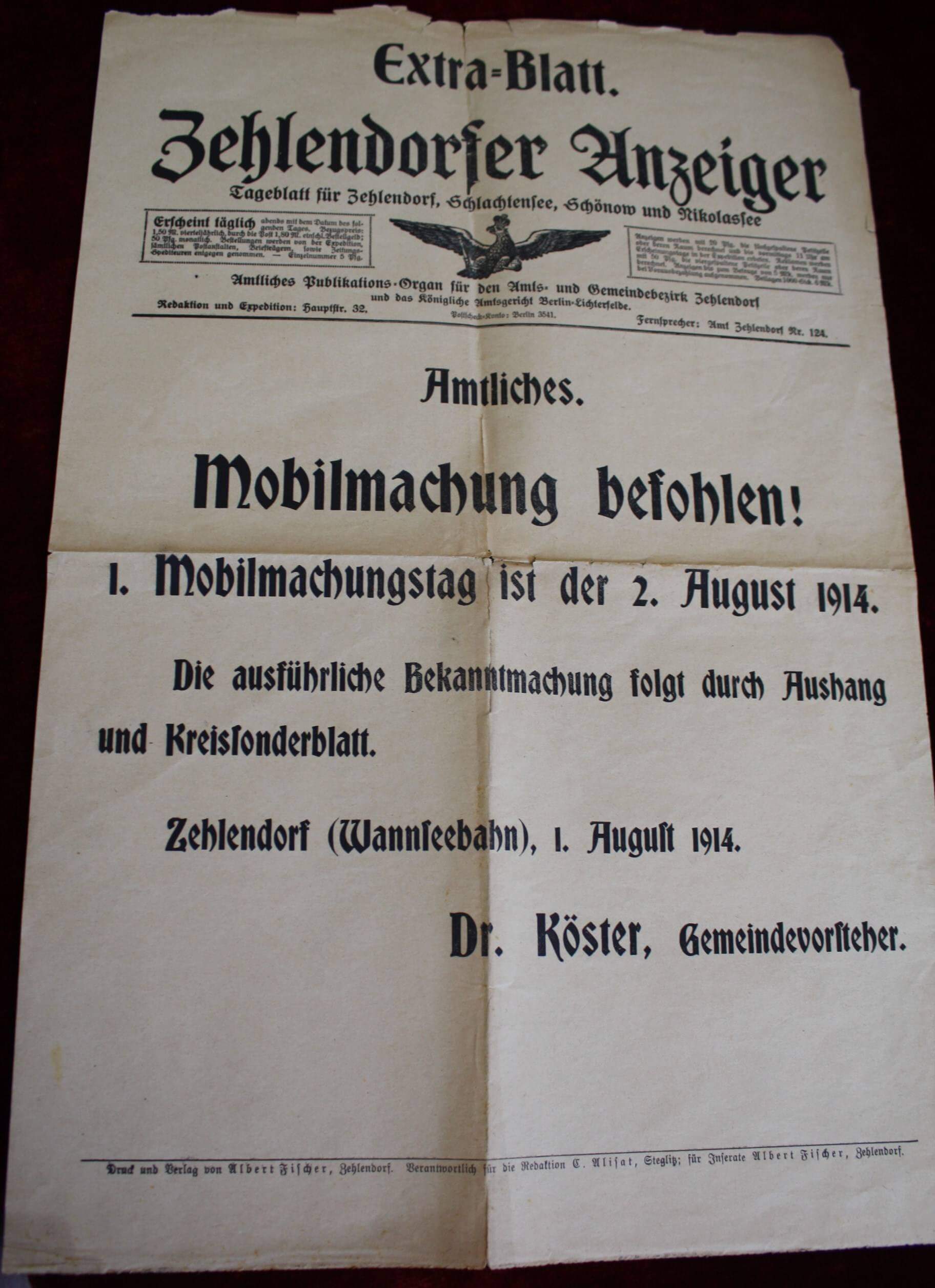 Kriegsversehrte und Lebensmittelkarten: Der Erste Weltkrieg in Zehlendorf