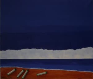 "Strand" ist ein bild, das in der Ausstellung "Fundstücke" zu sehen ist. Bild: Siglinde Hacke
