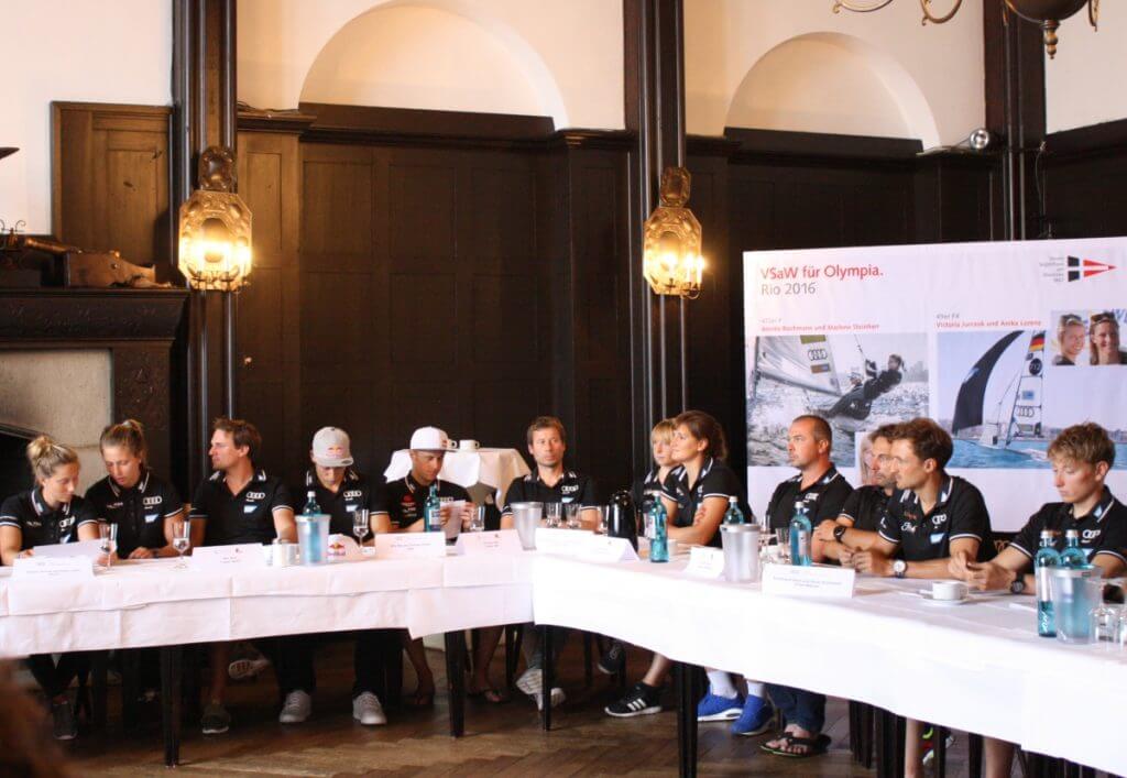 Im Vereinshaus des VSaW in Wannsee gab es am Mittwoch einen Pressetag für die Olympiateilnehmer. Foto: Gogol
